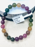 Tourmaline Bracelet- 8 mm Size - Code #GT27- AAA Quality -Weight 85.7 gm Natural Multi Tourmaline Round Bracelet - Length 7.5 Inch