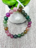 Tourmaline Bracelet- 8.5 mm Size - Code #GT28- AAA Quality -Weight 85.7 gm Natural Multi Tourmaline Round Bracelet - Length 7.5 Inch