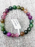 Tourmaline Bracelet- 8.5 mm Size - Code #GT28- AAA Quality -Weight 85.7 gm Natural Multi Tourmaline Round Bracelet - Length 7.5 Inch