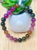 Tourmaline Bracelet- 8.5 mm Size - Code #GT29- AAA Quality -Weight 85.7 gm Natural Multi Tourmaline Round Bracelet - Length 7.5 Inch