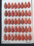 Spiny Oyster Shell Pear Cabs • 8x16 mm Size • Pack of 2 Pcs • AAA Quality • Natural Shell Cabochon • Orange/ Red Color