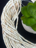 Wampum Quahog Shell Tube Beads • 4x8 mm Size • 40 cm length • AAA Quality • Natural Wampum Shell • Cream Matte Color • Origin East Coast USA