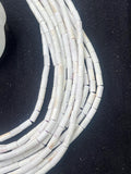 Wampum Quahog Shell Tube Beads • 4x8 mm Size • 40 cm length • AAA Quality • Natural Wampum Shell • White Matte Color • Origin East Coast USA