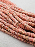 Rhodochrosite Faceted Heishi 5mm , AA Quality in 16 Inch strand . Natural gemstone, origin Argentina.