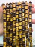 9x12 mm Tiger Eye Tube Beads 40 cm Length AAA quality - Natural Tiger Eye Beads