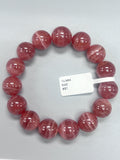 Rhodochrosite Round Bracelet - 14 mm Size - Code #B1 - AAAA Quality - Length 7.5 Inch- Natural Rhodochrosite Bracelet