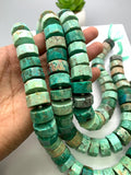 Turquoise Heishi Beads - 18 mm Size - AAA Quality - 14 Inch Length- Natural Turquoise beads, Peru mines