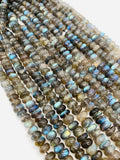 Labradorite Roundel Beads , 6mm size , AAA Quality, Length 14" . Blue fire Labradorite Beads