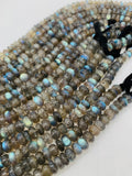 Labradorite Roundel Beads , 6mm size , AAA Quality, Length 14" . Blue fire Labradorite Beads