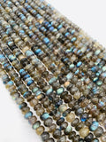 Labradorite Roundel Beads , 6mm size , AAA Quality, Length 14" . Blue fire Labradorite Beads
