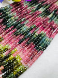 4mm Tourmaline faceted Rondelle Top quality 16.5" Strand, Natural Pink tourmaline micro faceted beads , origin Madagascar