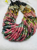 4mm Tourmaline faceted Rondelle Top quality 16.5" Strand, Natural Pink tourmaline micro faceted beads , origin Madagascar