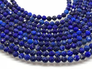 Lapis Round Faceted Beads 3.5 mm Size - Length 40 cm