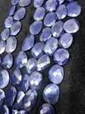 Blue Moonstone Coated faceted tumble Shape - Length 17 Inches , Flat nugget shape 18X24 MM , Moonstone coating