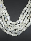 Rainbow Moonstone Faceted Nugget Beads, 8X15 to 9X18 mm Approx Size, Rainbow Moonstone Faceted Tumble, Length 13.5 Inch