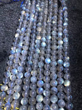 8MM Labradorite Round beads, Perfect round , top quality with blue and yellow Fire 15.5"