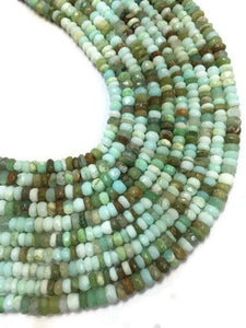 Peruvian Opal Faceted Rondelles 9 mm size, Super Quality Beads - Length 13.5 "