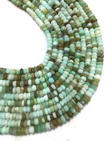 Peruvian Opal Faceted Rondelles 9 mm size, Super Quality Beads - Length 13.5 