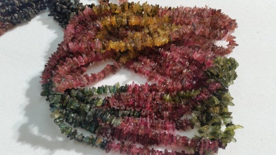 Multi Tourmaline Chips Beads 35 Inch length - Toumaline Beads