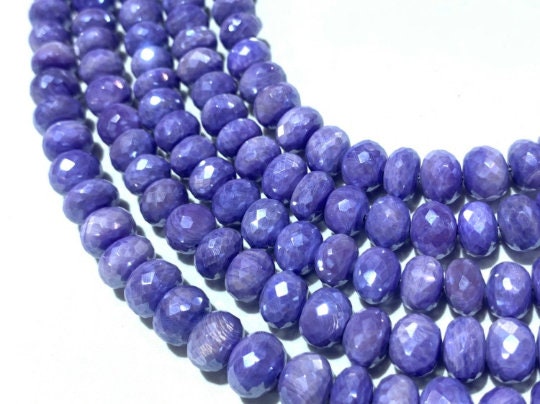 8 MM Moonstone Faceted Roundel Coated Beads - length 8 Inch -Good Quality faceted beads- Blue Color