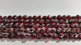 Garnet Faceted Buff Coin 7mm, Length of strand 15"