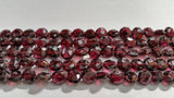 Garnet Faceted Buff Coin 7mm, Length of strand 15"