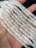 5MM RAINBOW Moonstone Faceted Roundel shape, Length 8'' Top Quality faceted Beads. Blue Rainbow Moonstone