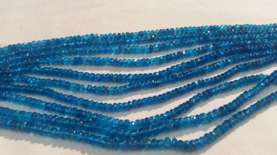 4mm Neon Apatite Faceted Roundel , AAA Quality Beads, micro faceted roundel, Length 13.5 Inch
