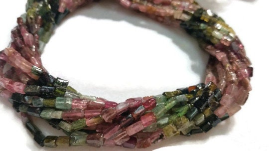 Multi Tourmaline Rectangular shape , Size Approx 3x5 MM SIZE -Tourmaline Beads