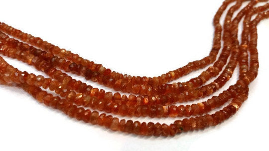 Sunstone faceted Rondelles top quality 3 mm, 13.5 Inch Strand- Sunstone Roundel Faceted