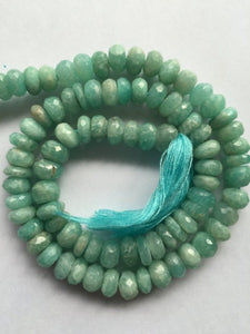 8mm Amazonite faceted Rondelles , Good Quality Beads, 13.5''- Amazonite Roundel Beads