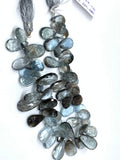 Moss Aquamarine 8x14 to 9x16 mm Pear Faceted -Moss Aqua Briolettes, Length 8 inch Top Quality AAAA- Moss Aquamarine Pear Shape Beads