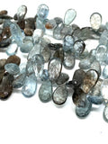 Moss Aquamarine 8X 14-18 mm Pear Faceted -Moss Aqua Briolettes, Length 8 inch Top Quality AAAA- Moss Aquamarine Pear Shape Beads