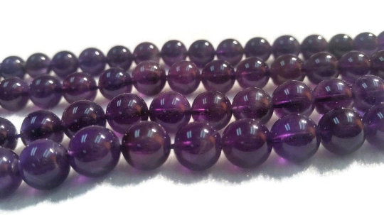 10MM Pack of 2 Strand Amethyst Round Beads , Length 40cm, Natural Amethyst Round .Good Quality