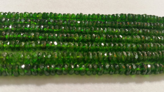 2 Strand Chrome Diopside faceted Rondelles 5mm , Very good quality in 15