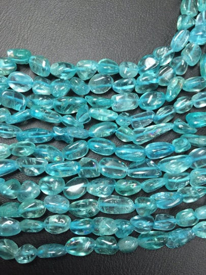 Apatite Smooth Nuggets, 5x7mm to 6x10mm size, 14 Inch Strand