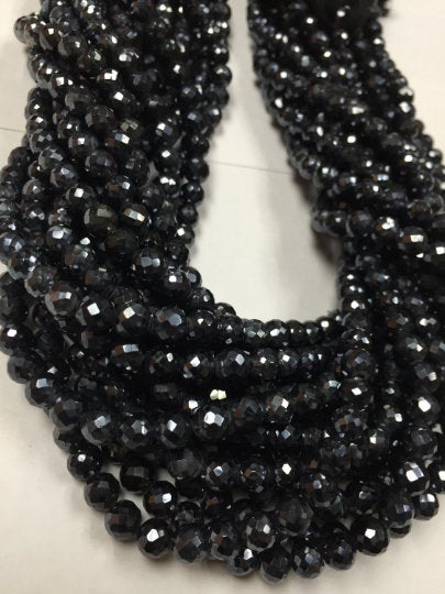 8 mm Black Spinel Round Faceted Beads, Black spinel Faceted Balls, Length 10 Inch