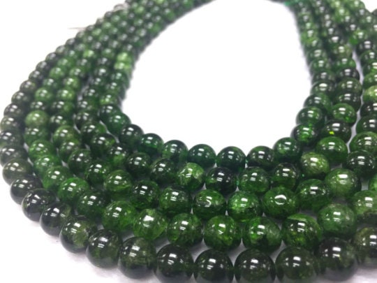 AAAA Quality 10MM Chrome Diopside Round Beads , Very good quality in 40 cm Length- Chrome Diopside Beads- Rare Available ,origin Russia