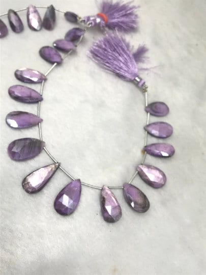 Purple Moonstone Coated faceted Pear Shape - Length 8 Inches , Flat Pear shape 11X20MM , Moonstone coating code #2
