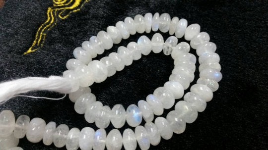 9MM Rainbow Moonstone Smooth Roundel Beads , AAA quality and length 14