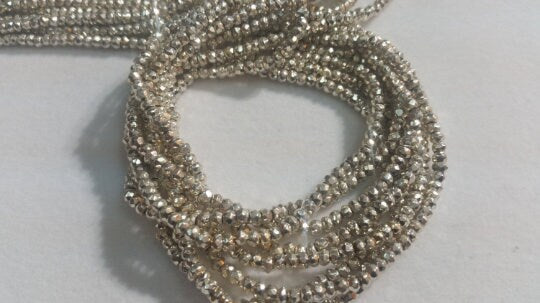 Pyrite Silver Coating ,Pyrite Faceted Roundel 3-3.5mm , Fine Quality beads of pyrite, LENGTH 14 INCH