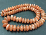 Peach Moonstone 8-13 mm Peach Moonstone Smooth Rondelle shape , Top Quality Beads- Dark Color Peach Moonstone Beads- 15 Inch