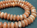Peach Moonstone 8-13 mm Peach Moonstone Smooth Rondelle shape , Top Quality Beads- Dark Color Peach Moonstone Beads- 9 Inch