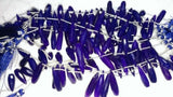 12pcs-Vibrant Amethyst Chalcedony Faceted Elongated Drops Shape Briolette- 38-48mm-Beautiful Deep Purple Chalcedony