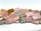 Morganite Rectangle Faceted Beads, 12x16 mm Size -Length 40 cm- Morganite Square Shape Beads- Multi Color Morganite Beads