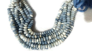 6MM PERUVIAN BLUE opal Smooth Roundel shape, Natural opal beads, Length 10" AA Quality shaded Blue Opal beads