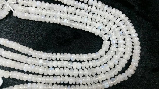 8MM Rainbow Moonstone Smooth Roundel Beads , AAA quality and length 14