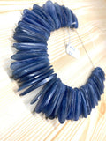 Kyanite Smooth Slices Beads, Blue Kyanite top quality Rare Available- 8 Inches Weight 207 gm- code #63 SIZE 11-13 x 27-38 mm