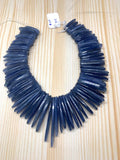 Kyanite Smooth Slices Beads, Blue Kyanite top quality Rare Available- 8 Inches Weight 150 gm- code #64 size 8-10 x 20-35 mm