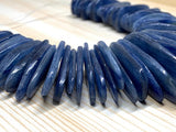 Kyanite Smooth Slices Beads, Blue Kyanite top quality Rare Available- 8 Inches Weight 234 gm- code #61 SIZE 12-17 x 23-44 mm